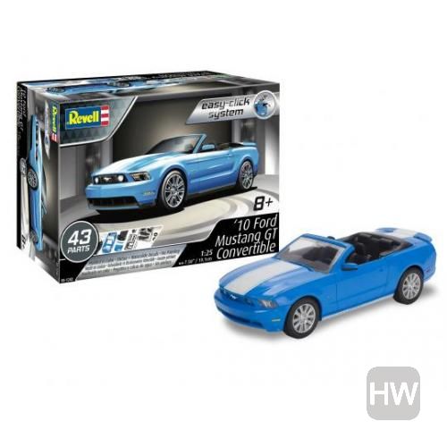 '10 Ford Mustang GT Convertible (85-1242) Easy-Click System 1:25 Scale Car Plastic Model Kit