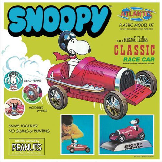 Snoopy and his Classic Race Car Motorized Snap Model Kit