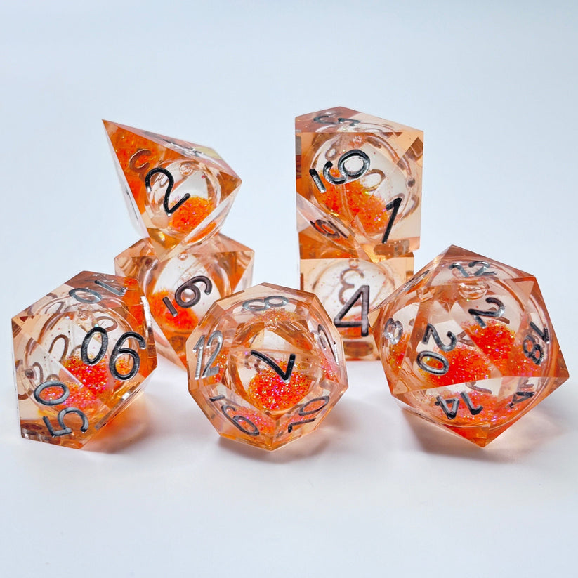 Orange Stardust - Liquid Core Dice Set