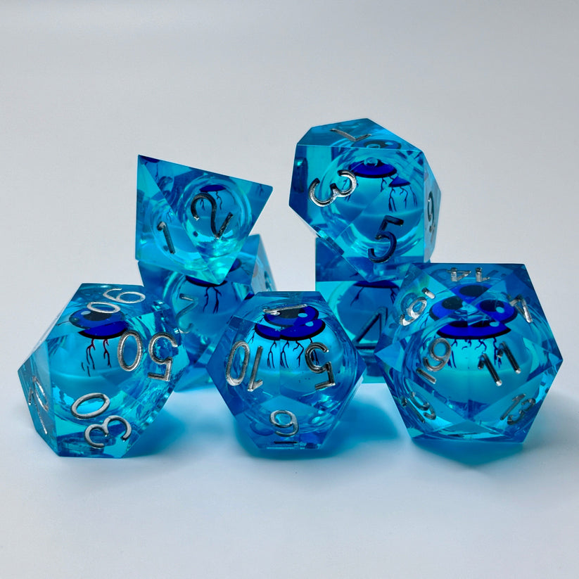 Blue Eye Of Misfortune - Liquid Core Eye Dice Set