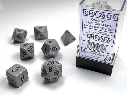 Chessex Opaque 7-Die Set: Dark Grey/Black