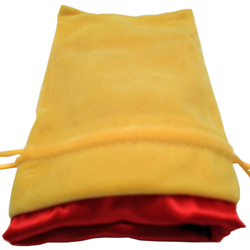 Velvet Dice Bag (4" x 6"): Gold with Red Satin