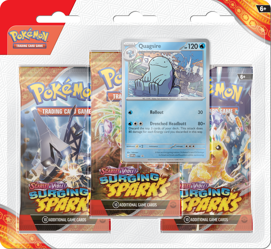 Pokémon TCG: Scarlet & Violet - Surging Sparks - Blister Pack - Three Boosters - Quagsire Promo Card