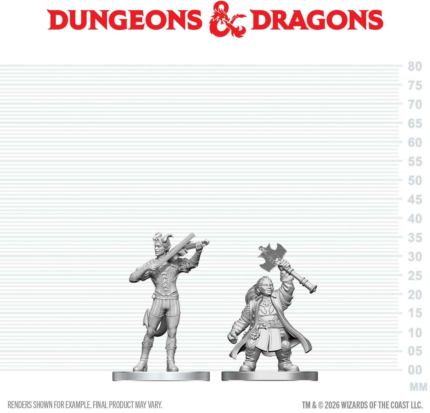 DND Unpainted Minis: Tiefling Bard & Dwarf Cleric