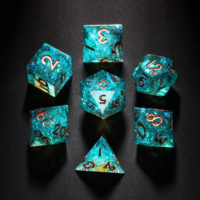 Trident's Tide - Sharp Edge Resin Dice Set