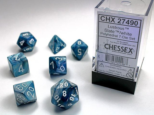 Chessex Lustrous 7-Die Set Slate/White