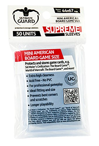 Ultimate Guard Sleeves 44X67 (Mini American Board Game) The Hooded Goblin Ultimate Guard Sleeves 44X67 (Mini American Board Game) The Hooded Goblin