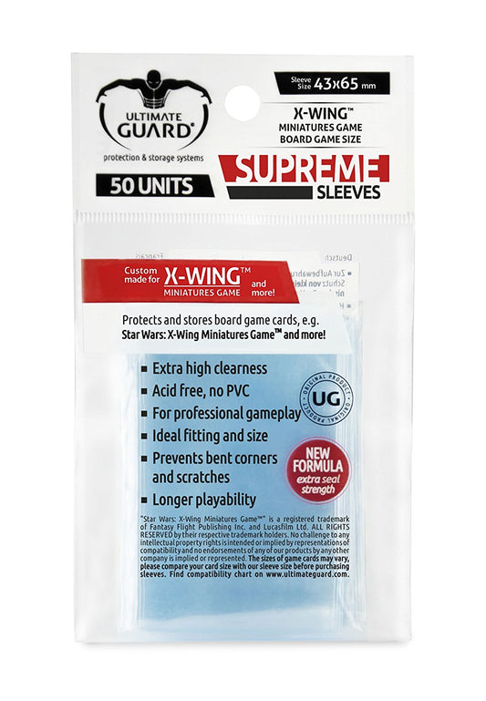 Ultimate Guard Supreme Sleeves For X-Wing Miniatures Game, Pack Of 50 - Card Supplies - The Hooded Goblin