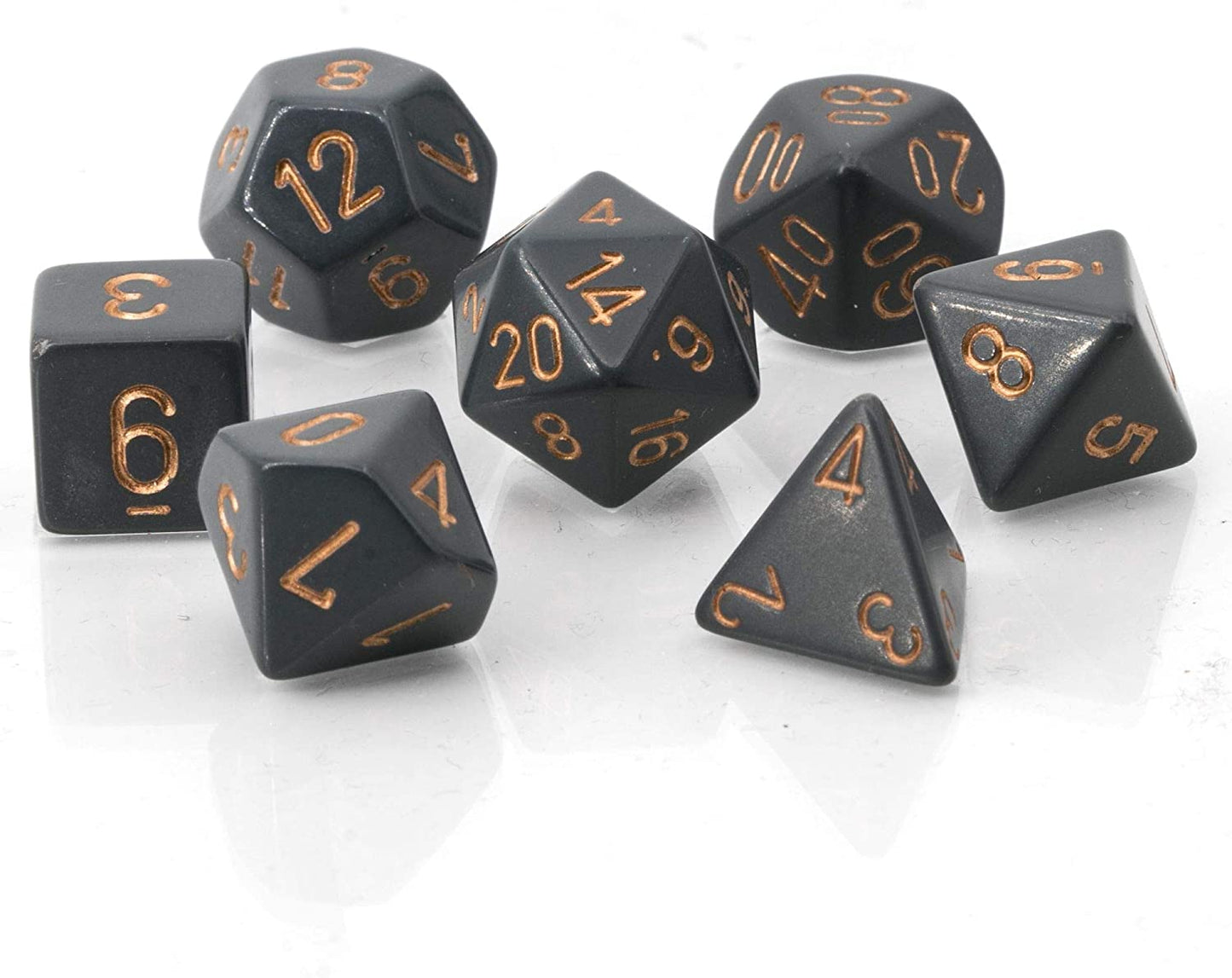 Chessex Dice Opaque 7pc Dark Grey/Copper