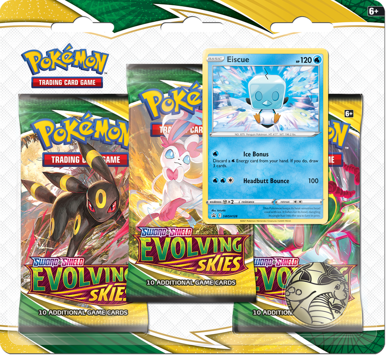 Pokémon TCG: Sword & Shield - Evolving Skies 3 Booster Packs - Eiscue Promo Card