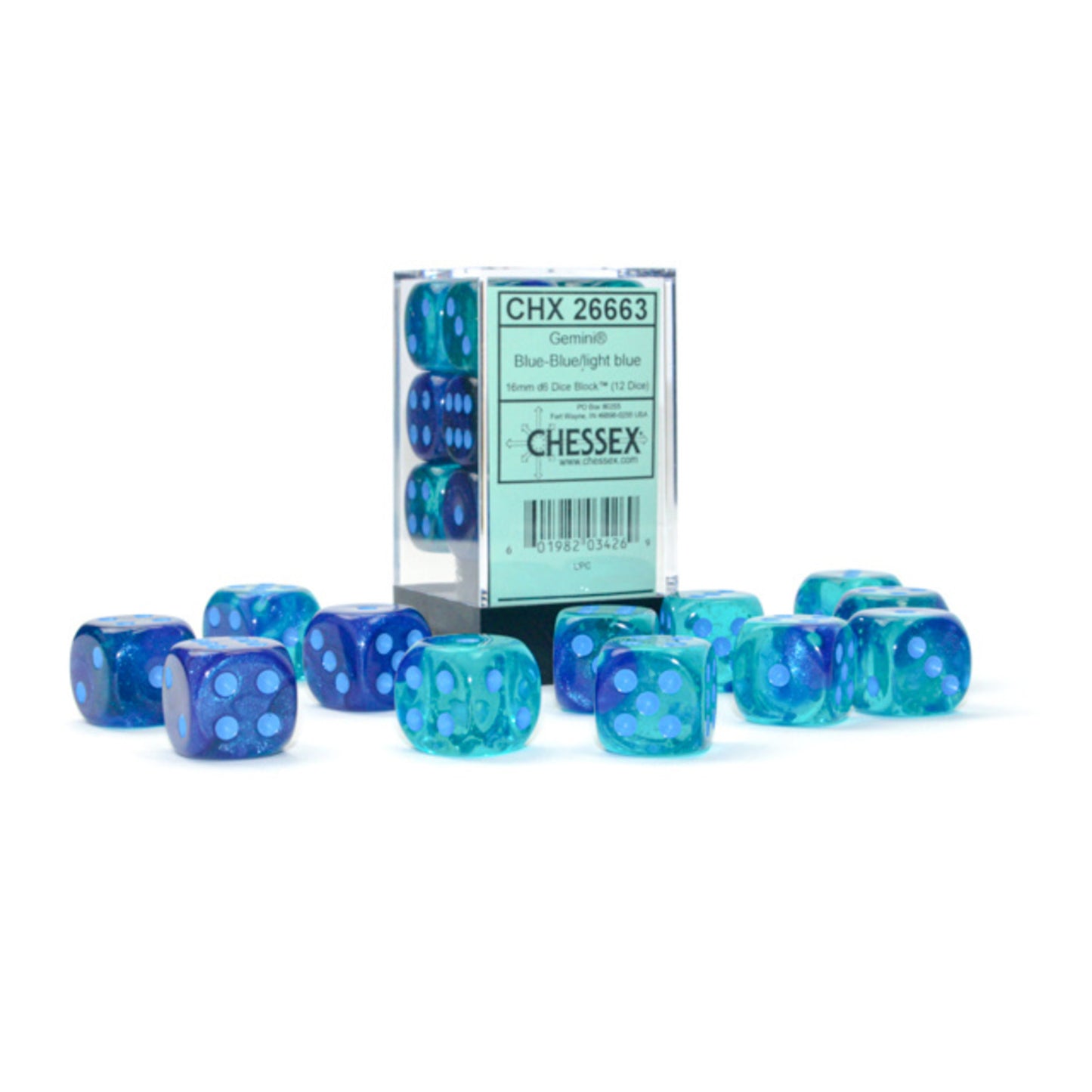 Chessex Dice Gemini Translucent: Blue-Blue/Light Blue
