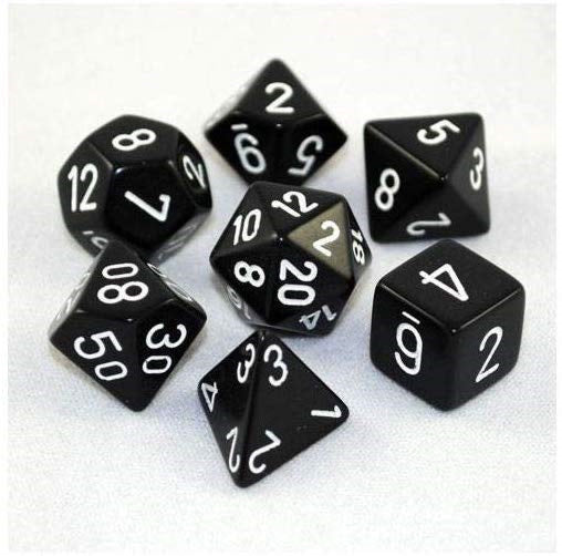 Chessex Opaque 7-Die Set: Black/White