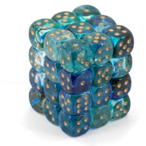 Chessex Nebula 12mm 36D6 Set: Oceanic / Gold Luminary