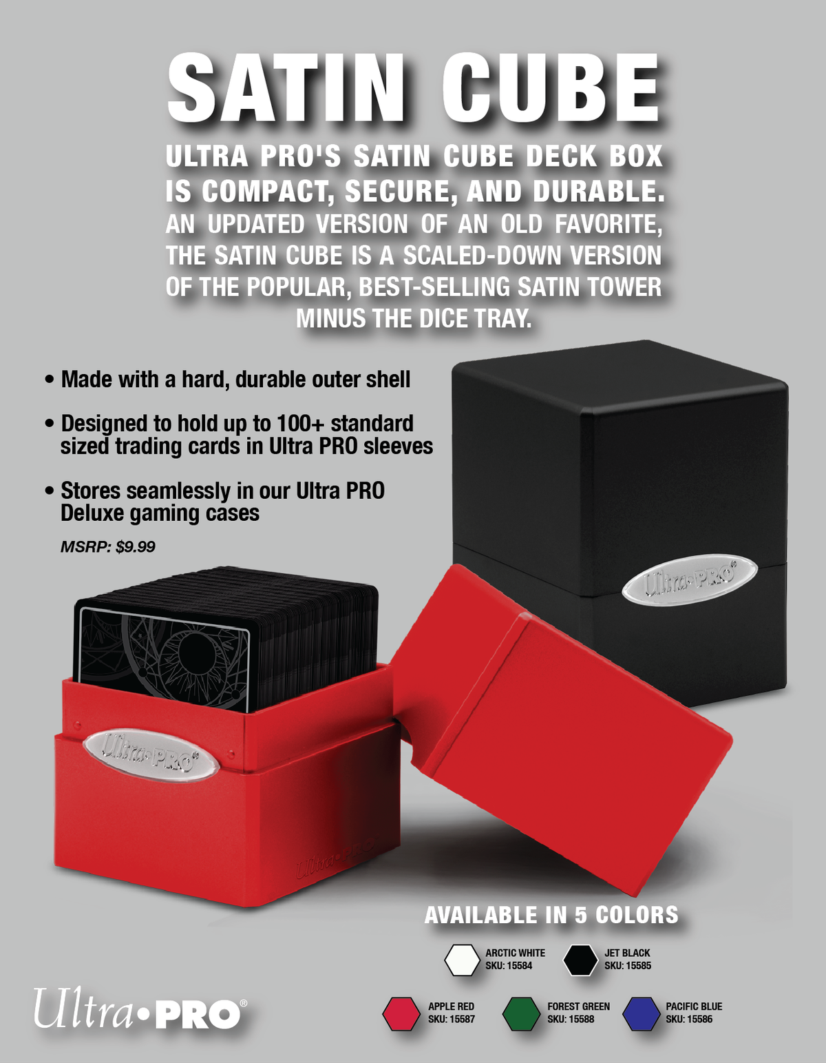 Ultra Pro Arctic White Satin Cube Deck Box - Card Game Supplies - The Hooded Goblin