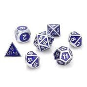 Die Hard: Metal Gemstone Dice Set - Silver Sapphire - Dice - The Hooded Goblin