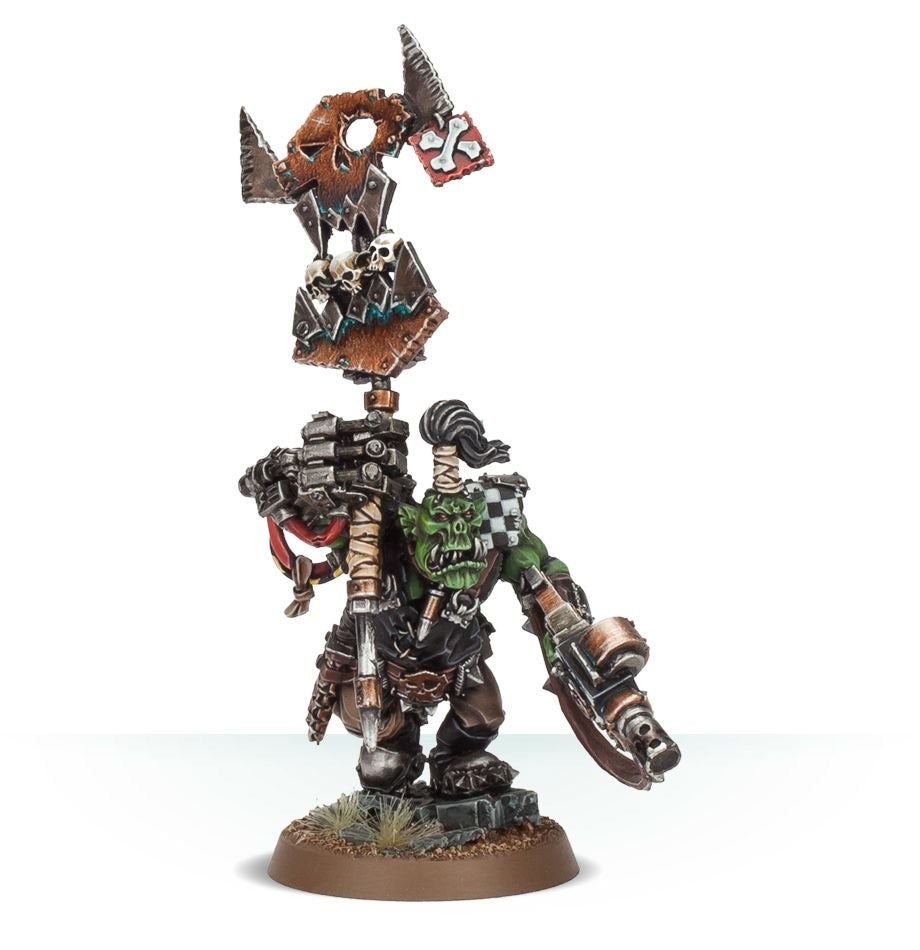 Warhammer 40K: Ork Nob With Waaagh! Banner - Warhammer: 40k - The Hooded Goblin