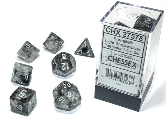 Chessex 7-Dice Set Borealis Light Smoke/Silver Luminary