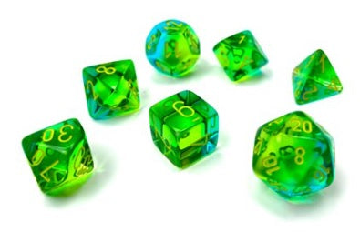 Chessex Dice Gemini Translucent: Green/Teal Yellow 7-Die Set