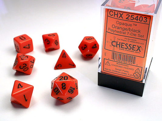 Chessex Opaque 7-Die Set (Orange/Black)