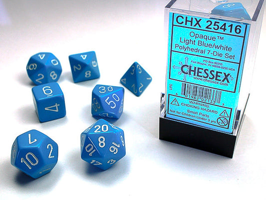 Chessex Opaque Light-Blue/White 7-Die Set