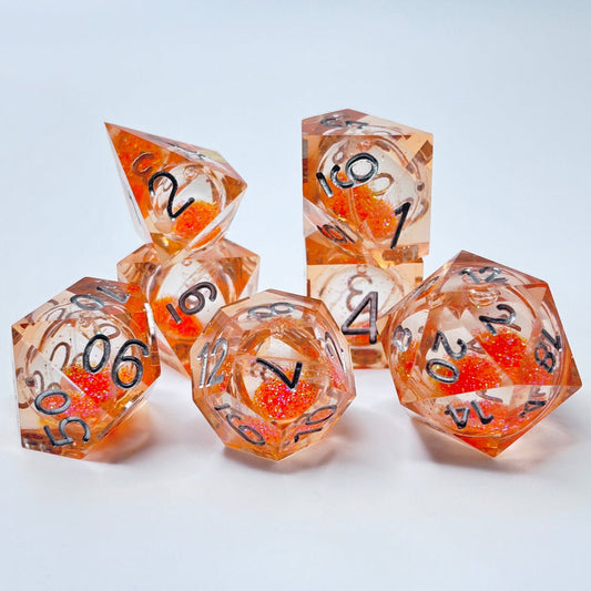 Orange Stardust - Liquid Core Dice Set