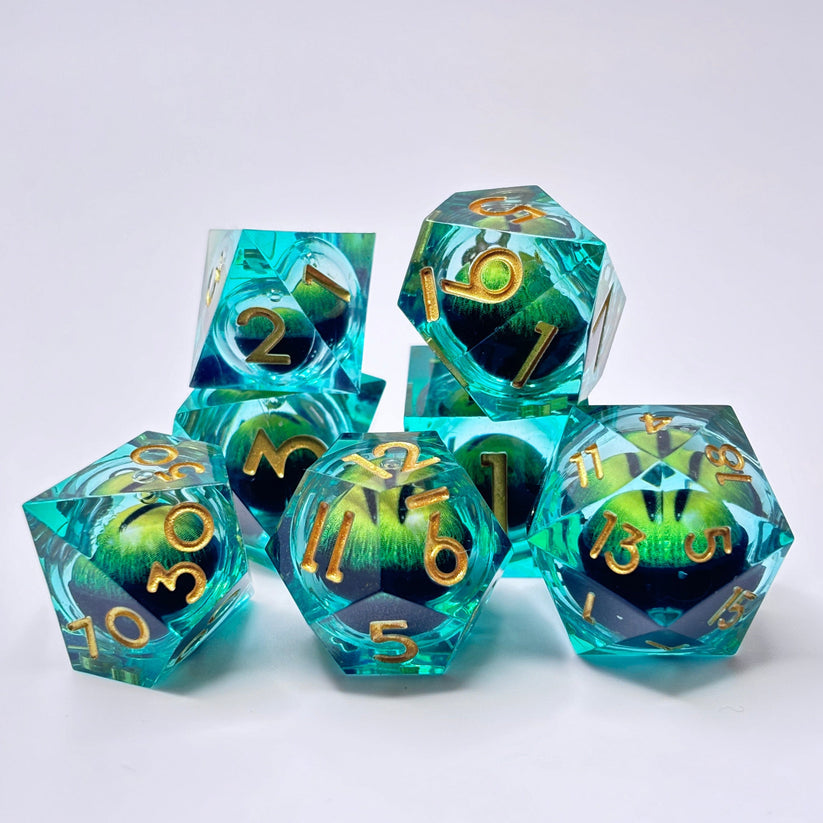Emerald Dragons Eye - Liquid Core Eye Dice Set