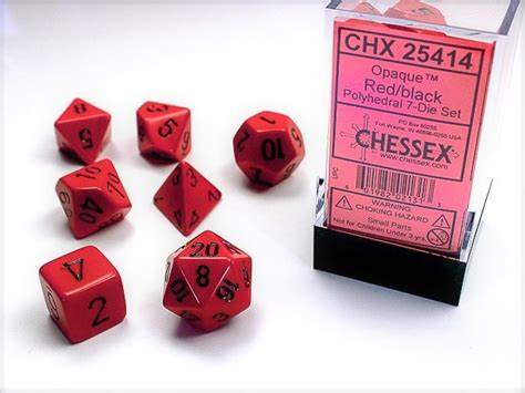 Chessex Opaque Red/Black 7 Dice Set