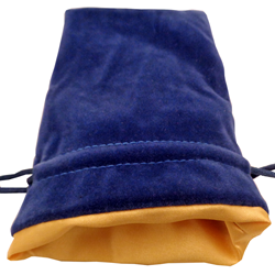 Velvet Dice Bag (4" x 6"): Blue with Gold Satin