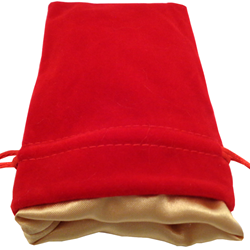Velvet Dice Bag (4" x 6"): Red with Gold Satin