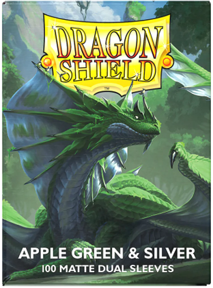 DRAGON SHIELD SLEEVES DUAL MATTE APPLE GREEN AND SILVER 100CT