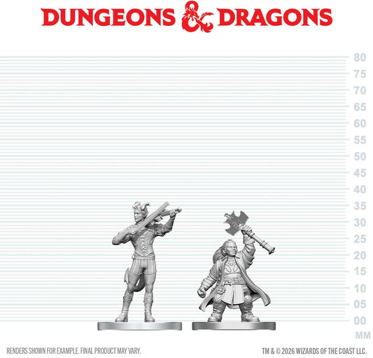 DND Unpainted Minis: Tiefling Bard & Dwarf Cleric