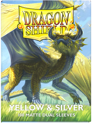 DRAGON SHIELD SLEEVES DUAL MATTE YELLOW AND SILVER 100CT