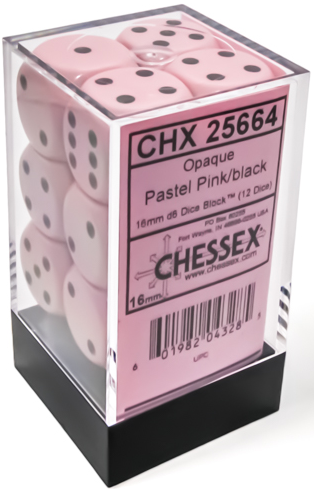 Chessex: 12 - 6D die Opaque Pastel Pink