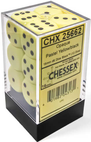 Chessex: 12 - 6D die Opaque Pastel Yellow