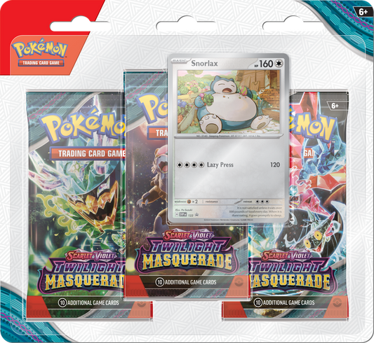 ***Pre-Order*** Scarlet & Violet: Twilight Masquerade - 3-Pack Blisters (Snorlax)
