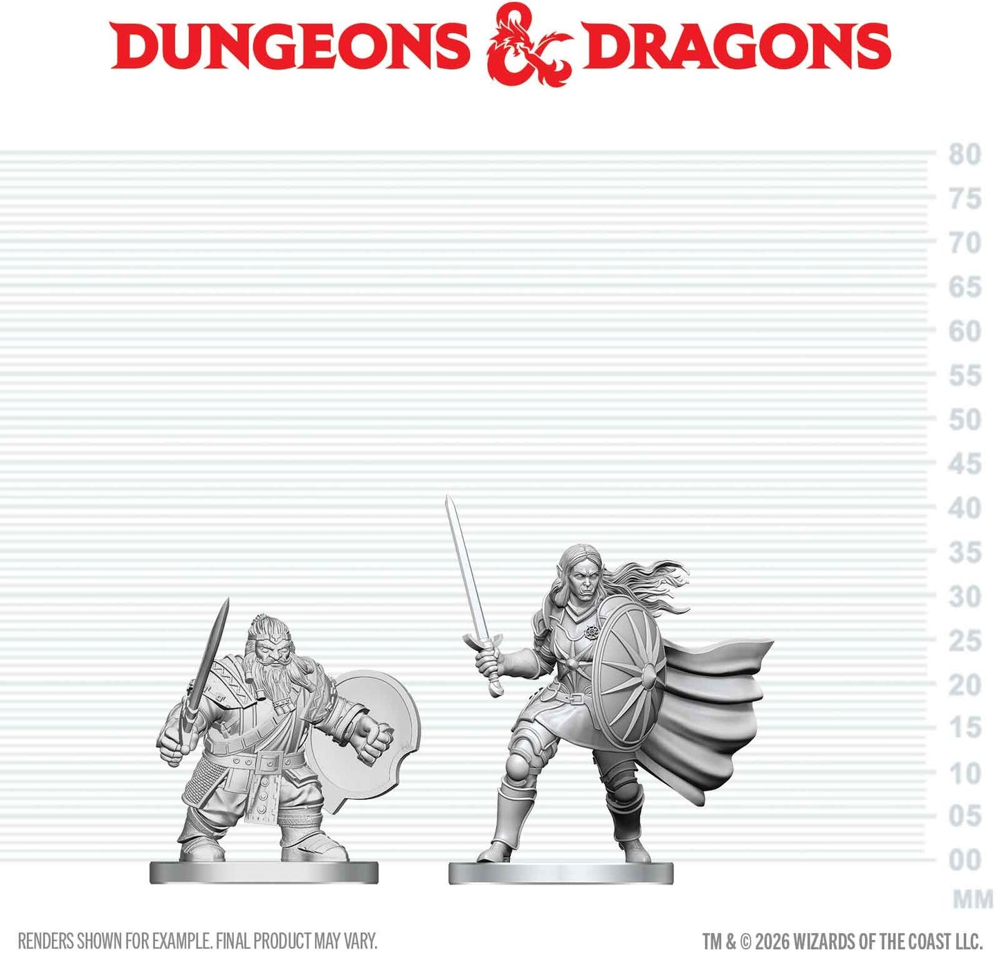 DND Unpainted Minis: Dwarf Fighter & Orc Paladin