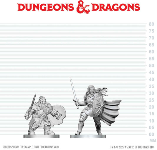 DND Unpainted Minis: Dwarf Fighter & Orc Paladin
