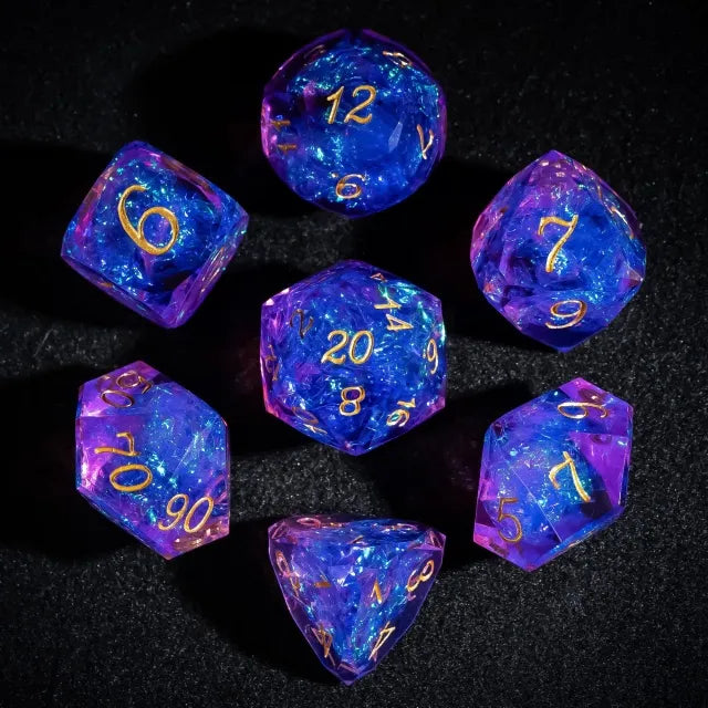 Spellcore Amethyst - Gem Cut Resin Dice Set