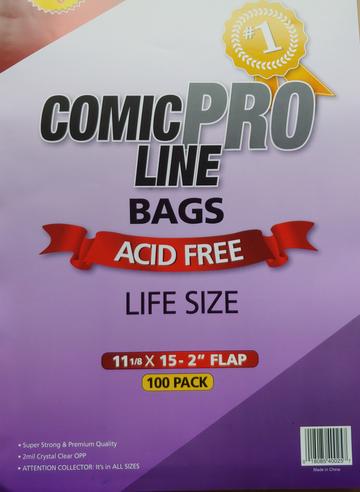 Comic Bags: Life Size 11 1/8 x2 Inches with 2″ flap (100pk) - Comic Supplies - The Hooded Goblin