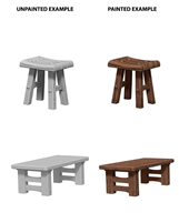 Wizkids Unpainted Minis Wv 4 Wooden Table/Stools - Roleplaying Games - The Hooded Goblin