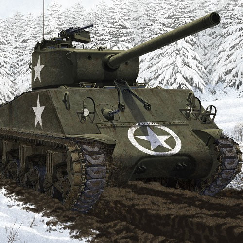 Academy 1/35 M4A3 (76)W “Battle of Bulge” Model Tank - Model Kit - The Hooded Goblin