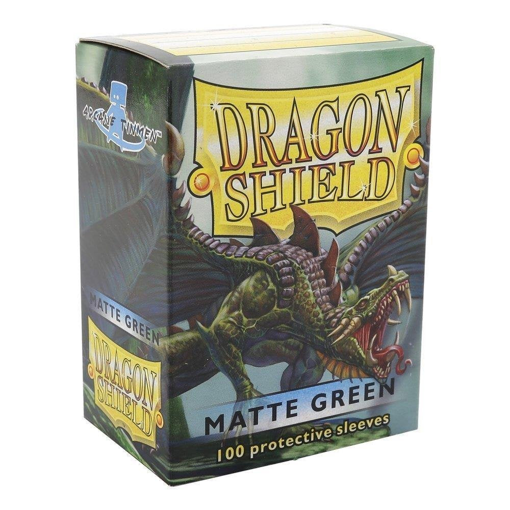 Dragon Shield Sleeves: Matte Green (100 Ct) - Card Supplies - The Hooded Goblin