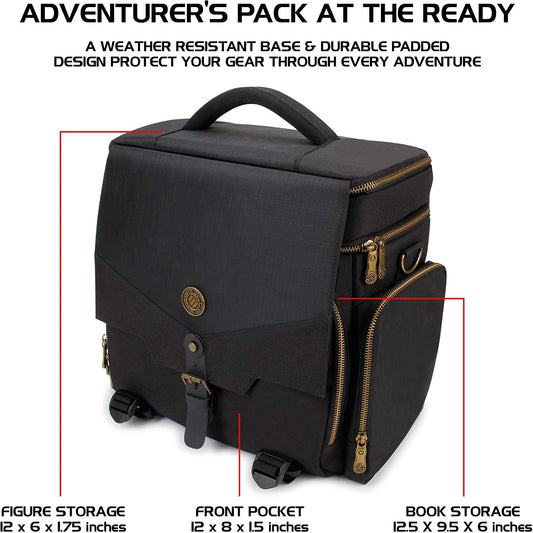 ENHANCE Tabletop RPG Adventurer's Bag - Dungeons & Dragons Travel Bag fits Player's Handbook, Dungeon Master's Guide & More - Padded Mini Figure Storage, Dice & Token Pockets (Fits 4-8 Books)