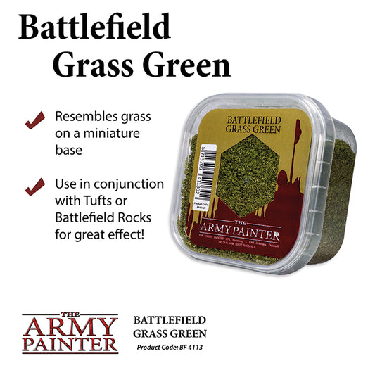 Army Painter Battlefields: Basing Grass Green Flock - Hobby Supplies - The Hooded Goblin