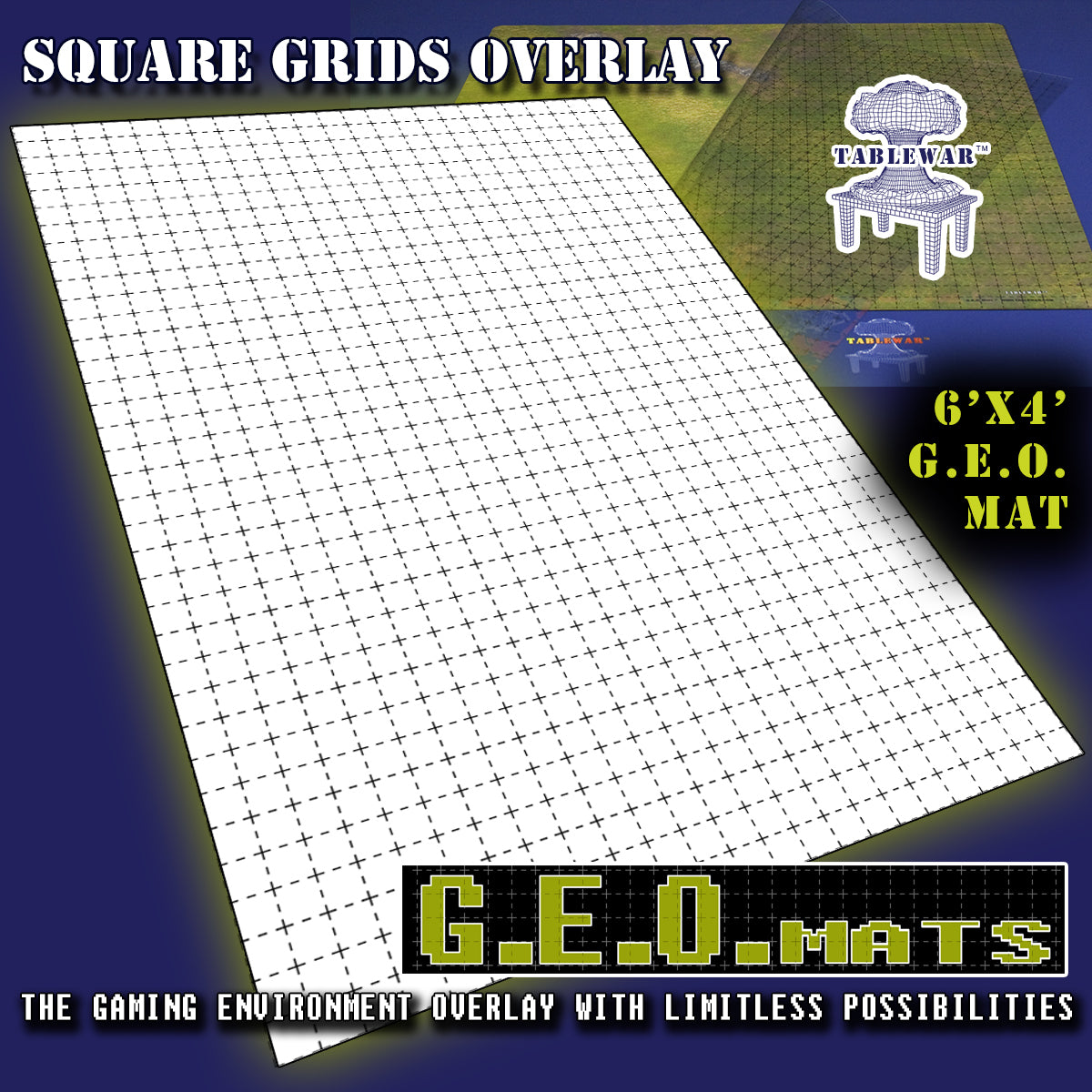 6X4 Geo Mat - Square Grid - Game Mat - The Hooded Goblin