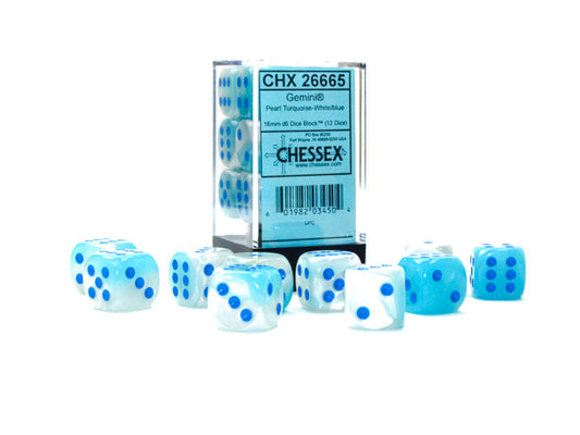 Chessex Dice Gemini: Pearl Turquoise-White/Blue