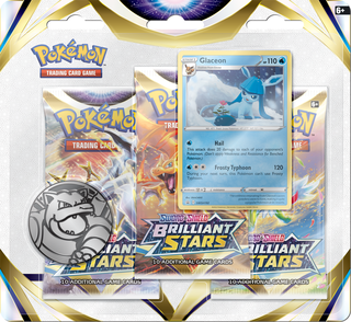 Pokémon TCG: Sword & Shield - Brilliant Stars - Blister Pack - Three Boosters - Glaceon Promo Card