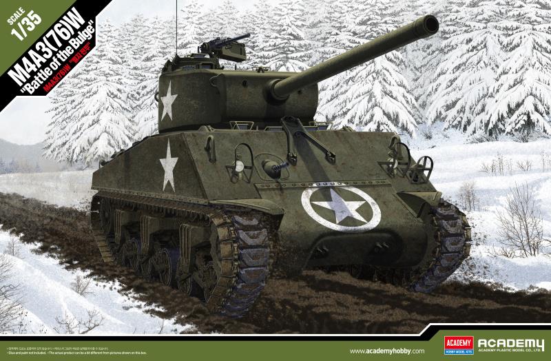 Academy 1/35 M4A3 (76)W “Battle of Bulge” Model Tank - Model Kit - The Hooded Goblin