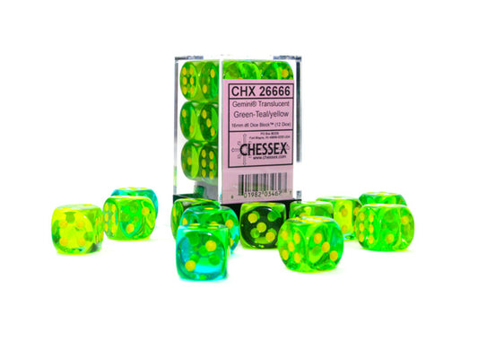 Chessex Dice Gemini Translucent: Green-Teal/Yellow