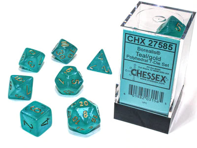 Chessex Borealis 7-Die Set: Teal/Gold